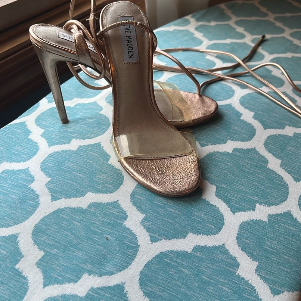 Steve Madden Gold Stiletto Heels with Ankle Strap